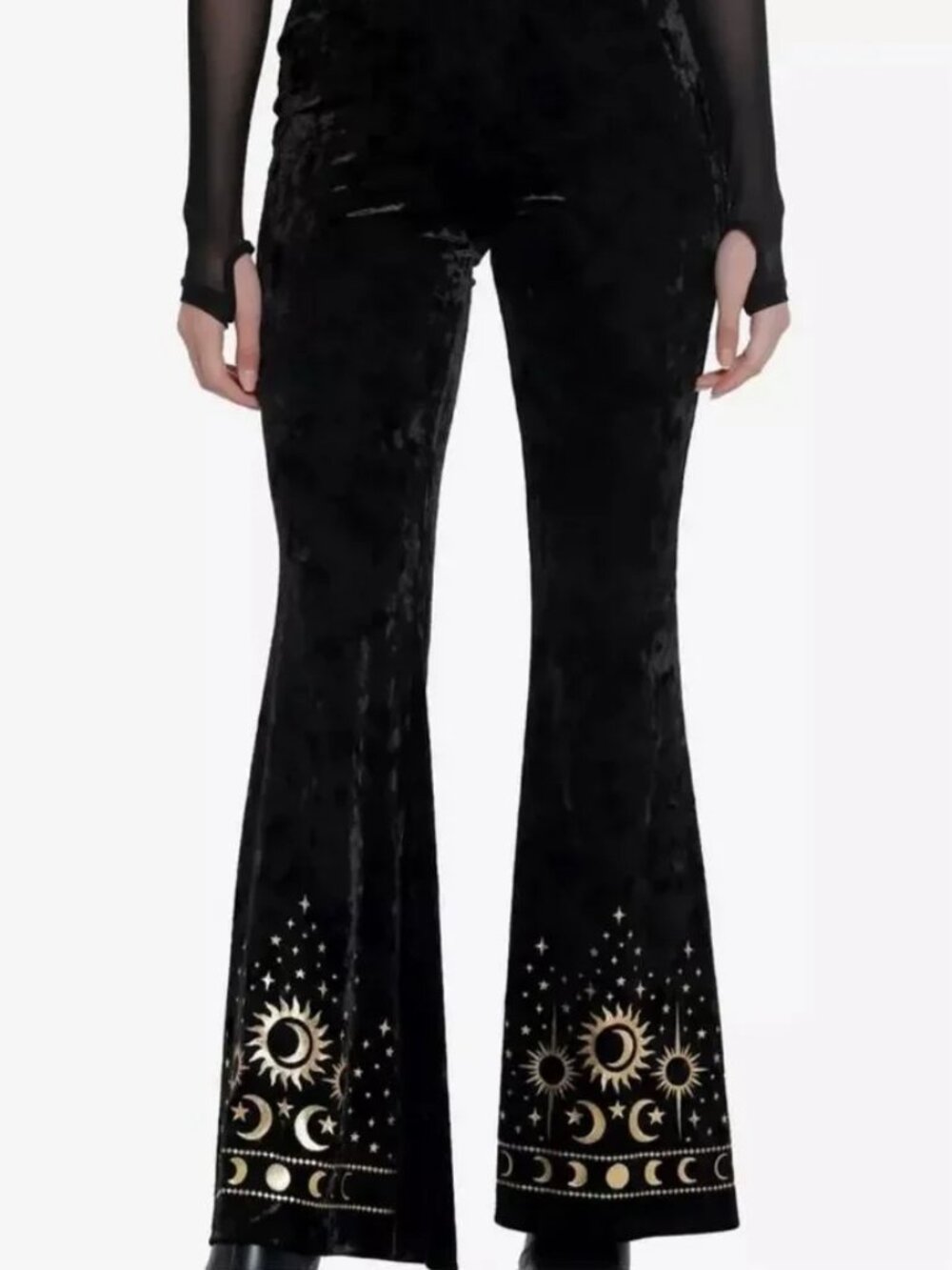 Cosmic Aura Black Celestial Velvet Flare Pants 3X